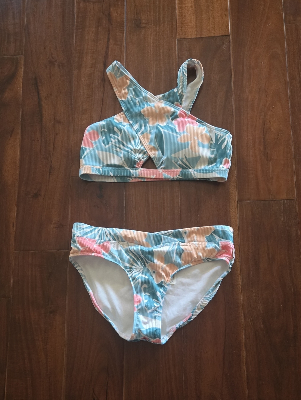 abercrombie kids Blue Floral Crisscross Bikini Set